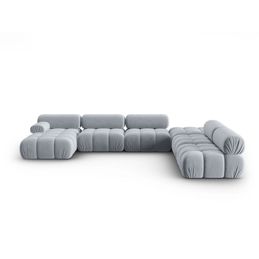 Cortina Modulares 7-Sitzer Panoramasofa, Rechte Seite, aus Samt in Hellblau (Bluvel 06), 376x282 cm von Cosmopolitan Design – Bild 1