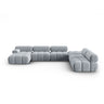 Cortina Modulares 7-Sitzer Panoramasofa, Rechte Seite, aus Samt in Hellblau (Bluvel 06), 376x282 cm von Cosmopolitan Design – Bild 1