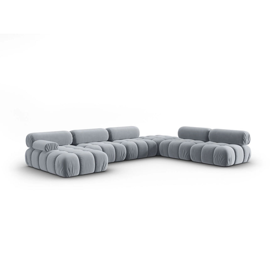 Cortina Modulares 7-Sitzer Panoramasofa, Rechte Seite, aus Samt in Hellblau (Bluvel 06), 376x282 cm von Cosmopolitan Design – Bild 3