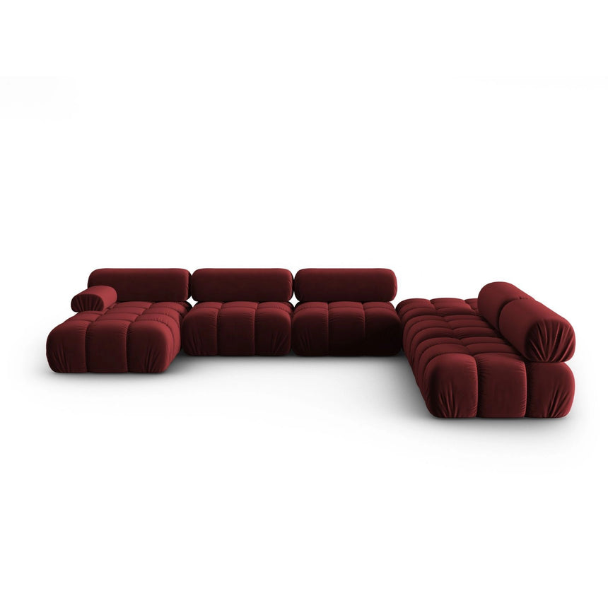 Cortina Modulares 7-Sitzer Panoramasofa, Rechte Seite, aus Samt in Rot (Bluvel 59), 376x282 cm von Cosmopolitan Design – Bild 1