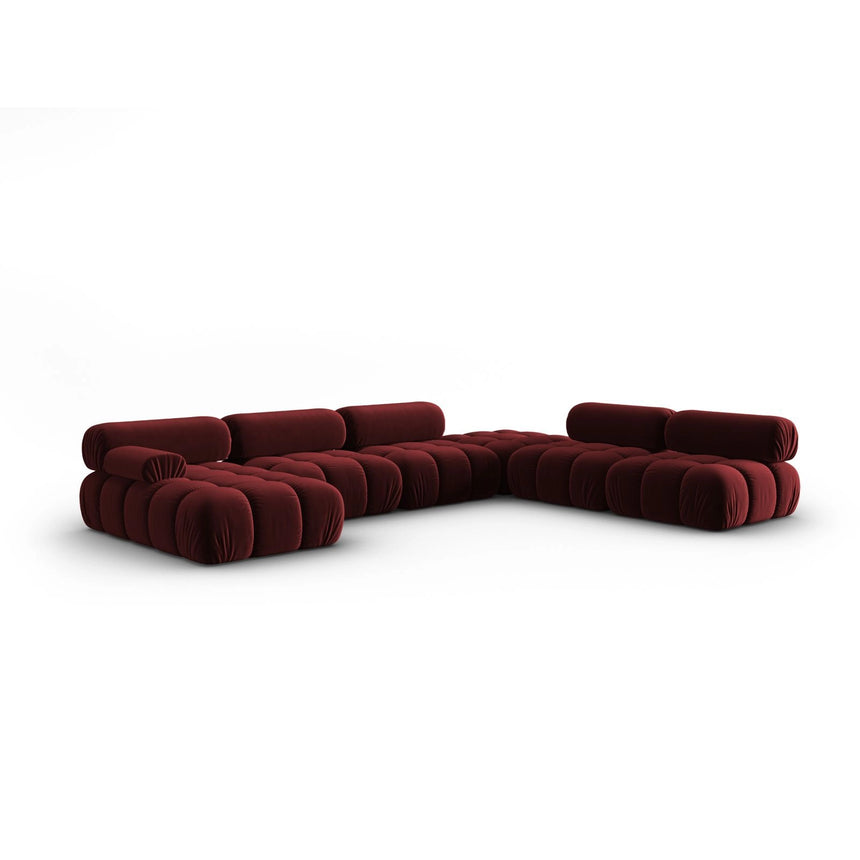 Cortina Modulares 7-Sitzer Panoramasofa, Rechte Seite, aus Samt in Rot (Bluvel 59), 376x282 cm von Cosmopolitan Design – Bild 3