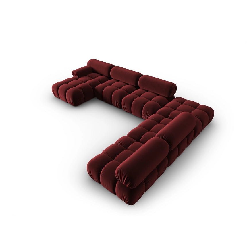 Cortina Modulares 7-Sitzer Panoramasofa, Rechte Seite, aus Samt in Rot (Bluvel 59), 376x282 cm von Cosmopolitan Design – Bild 4