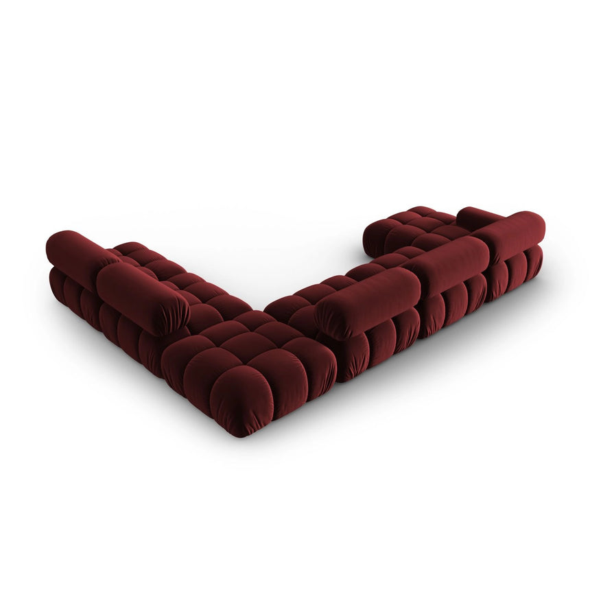 Cortina Modulares 7-Sitzer Panoramasofa, Rechte Seite, aus Samt in Rot (Bluvel 59), 376x282 cm von Cosmopolitan Design – Bild 5