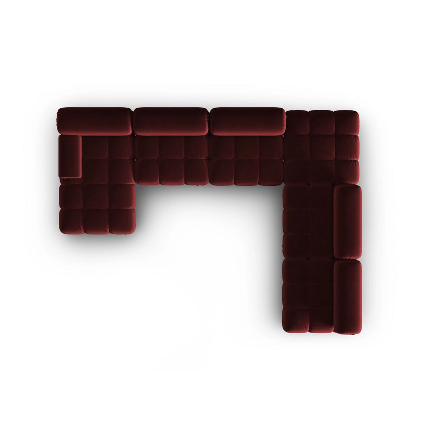 Cortina Modulares 7-Sitzer Panoramasofa, Rechte Seite, aus Samt in Rot (Bluvel 59), 376x282 cm von Cosmopolitan Design – Bild 6