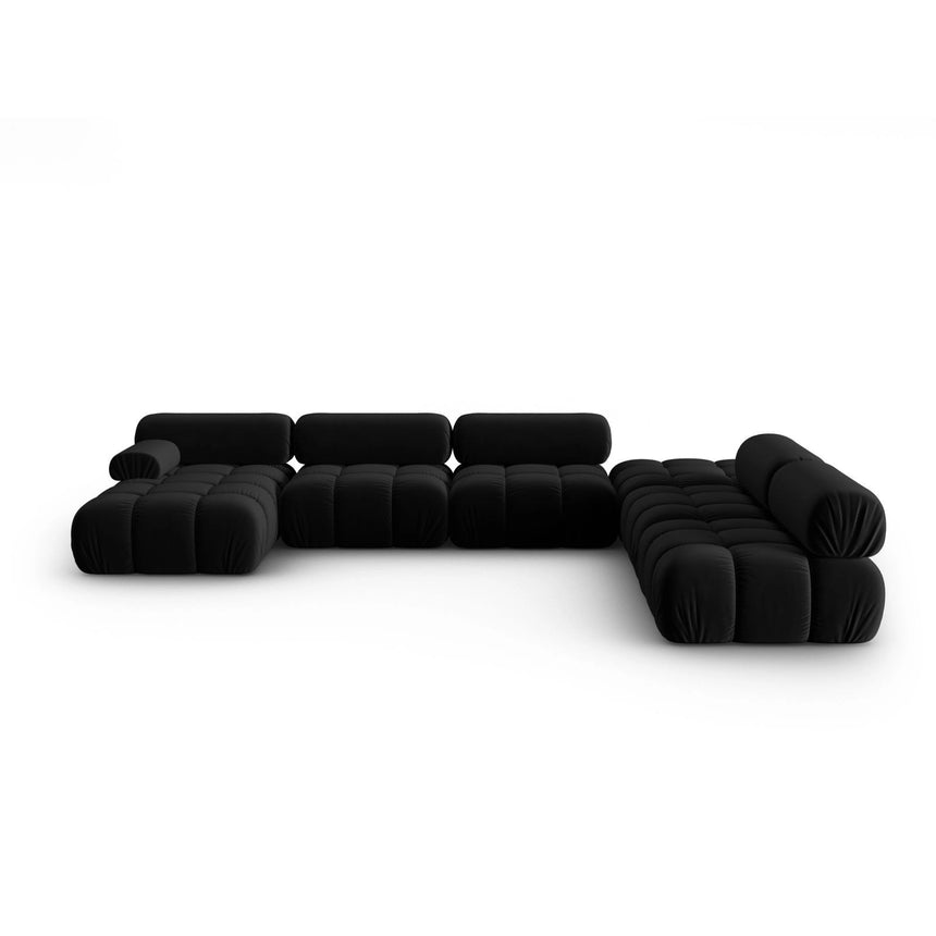Cortina Modulares 7-Sitzer Panoramasofa, Rechte Seite, aus Samt in Schwarz (Bluvel 19), 376x282 cm von Cosmopolitan Design – Bild 1