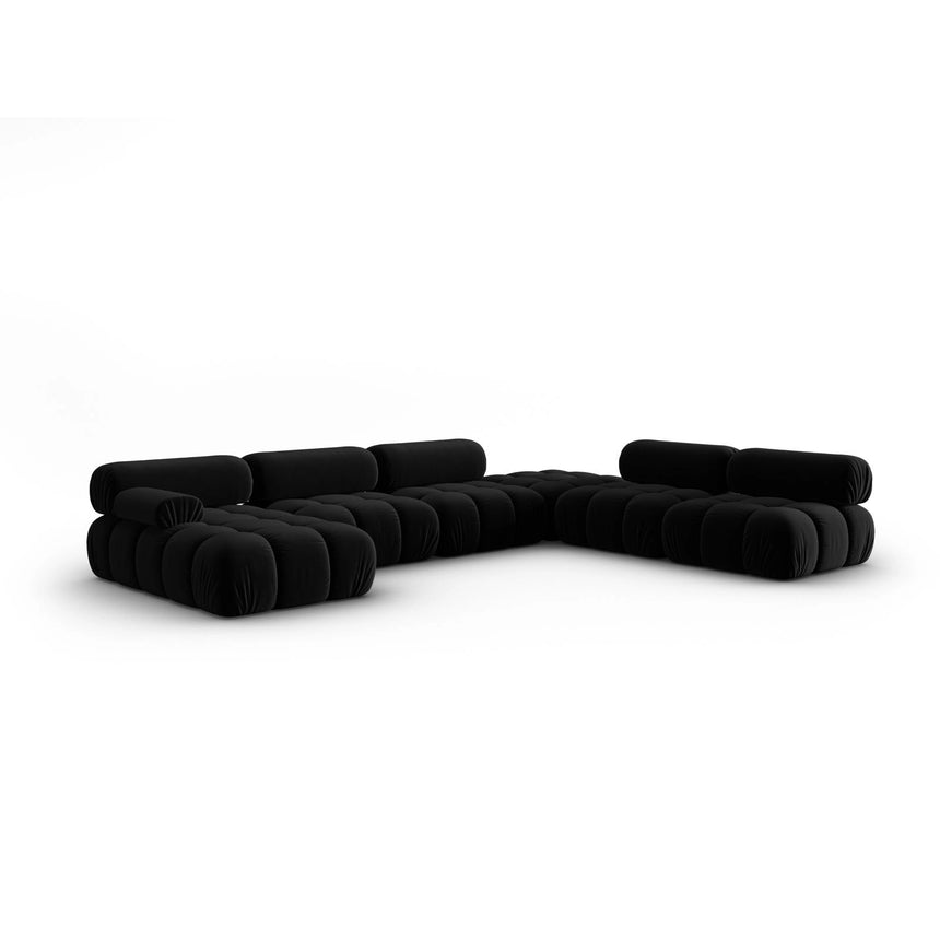 Cortina Modulares 7-Sitzer Panoramasofa, Rechte Seite, aus Samt in Schwarz (Bluvel 19), 376x282 cm von Cosmopolitan Design – Bild 3