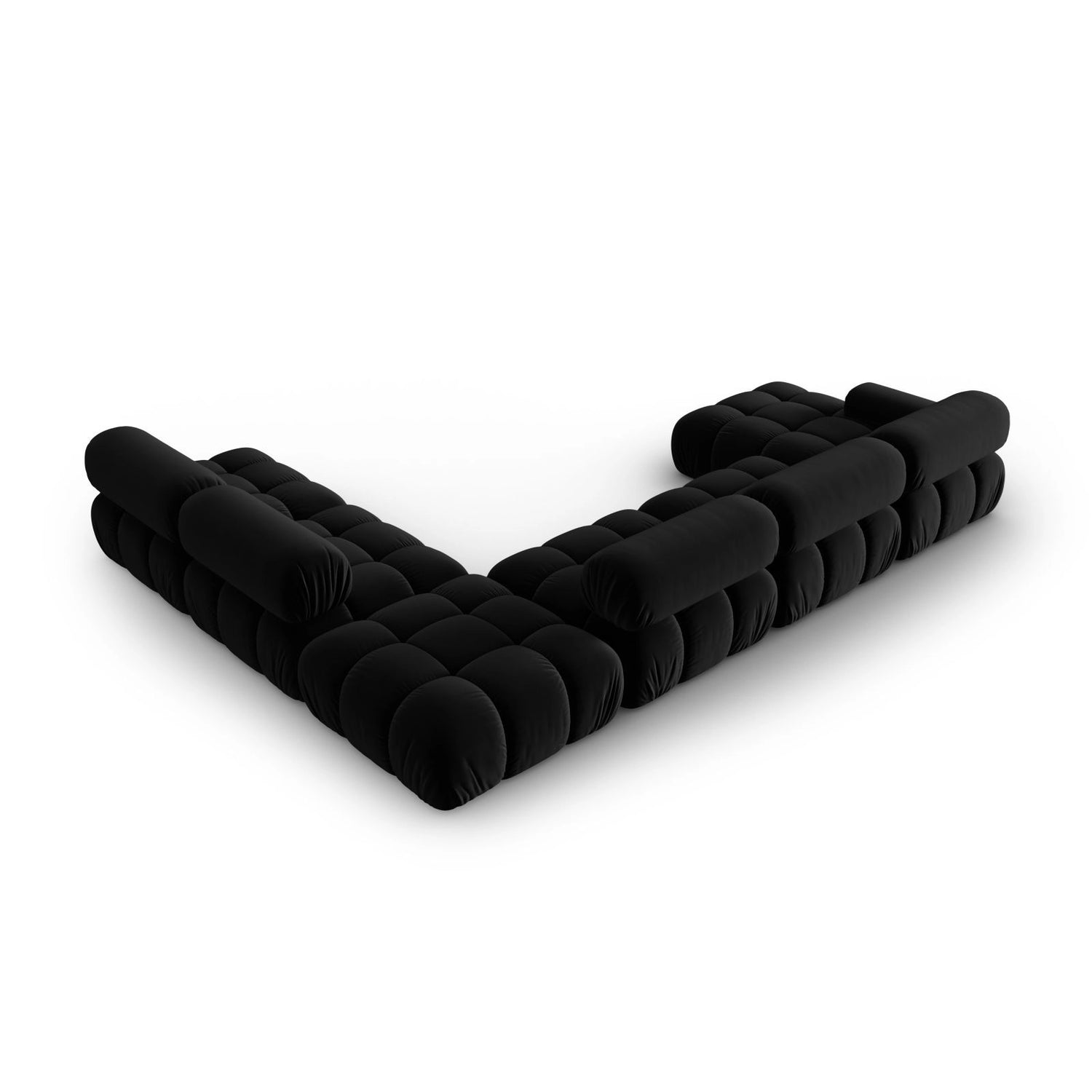 Cortina Modulares 7-Sitzer Panoramasofa, Rechte Seite, aus Samt in Schwarz (Bluvel 19), 376x282 cm von Cosmopolitan Design – Bild 5