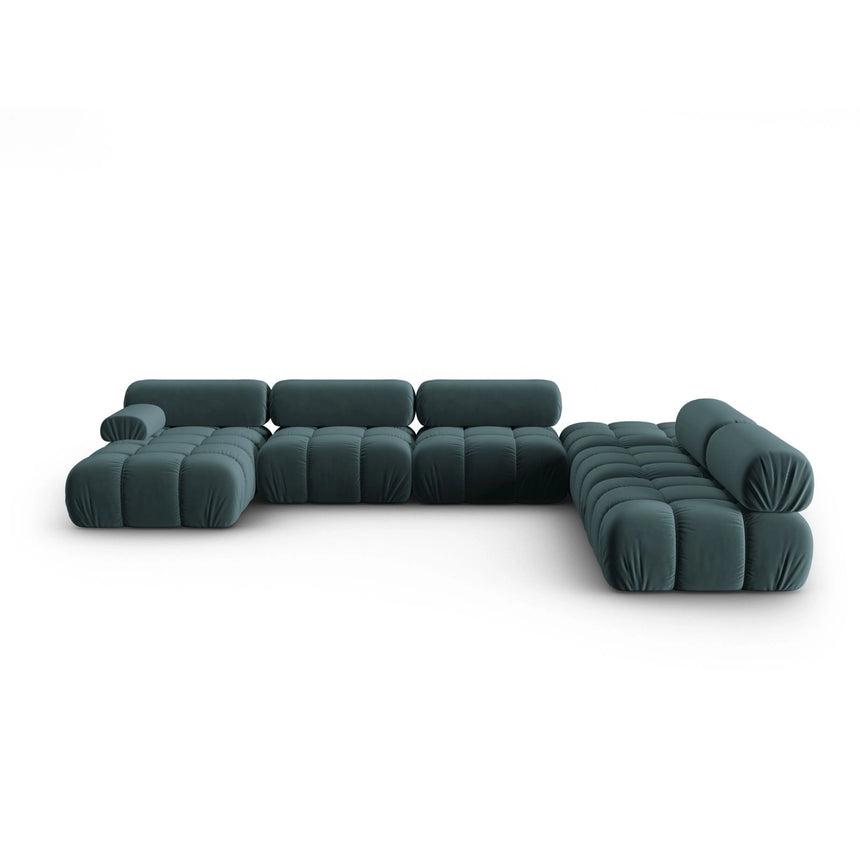 Cortina Modulares 7-Sitzer Panoramasofa, Rechte Seite, aus Samt in Türkis (Bluvel 85), 376x282 cm von Cosmopolitan Design – Bild 1