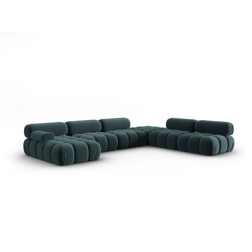 Cortina Modulares 7-Sitzer Panoramasofa, Rechte Seite, aus Samt in Türkis (Bluvel 85), 376x282 cm von Cosmopolitan Design – Bild 3