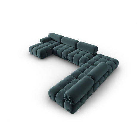 Cortina Modulares 7-Sitzer Panoramasofa, Rechte Seite, aus Samt in Türkis (Bluvel 85), 376x282 cm von Cosmopolitan Design – Bild 4