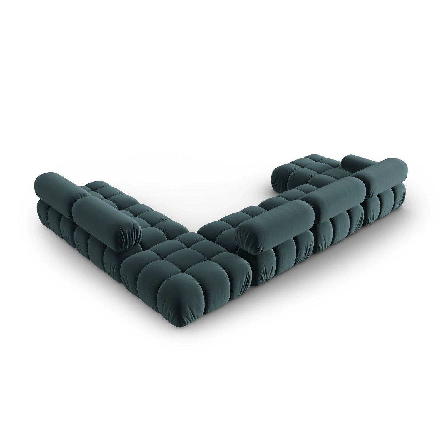 Cortina Modulares 7-Sitzer Panoramasofa, Rechte Seite, aus Samt in Türkis (Bluvel 85), 376x282 cm von Cosmopolitan Design – Bild 5