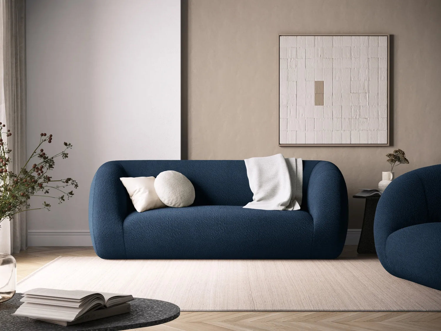Essen 2-Sitzer Sofa aus Boucle in Dunkelblau (Baloo 2088), 210x95x86 cm von Cosmopolitan Design – Bild 2