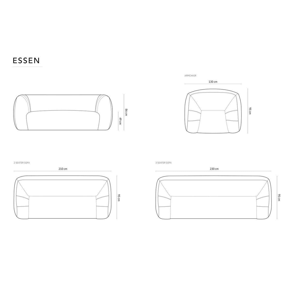 Essen 3-Sitzer Sofa aus Boucle in Terrakotta (Baloo 2078), 230x95x86 cm von Cosmopolitan Design – Bild 3