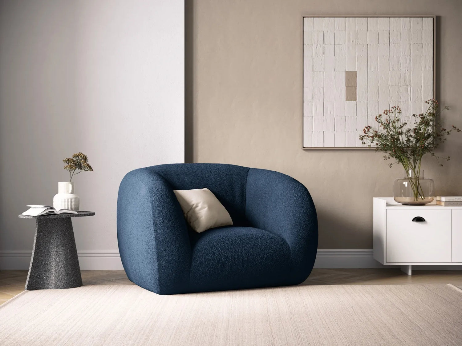 Essen Sessel aus Boucle in Dunkelblau (Baloo 2088), 130x95x86 cm von Cosmopolitan Design – Bild 2