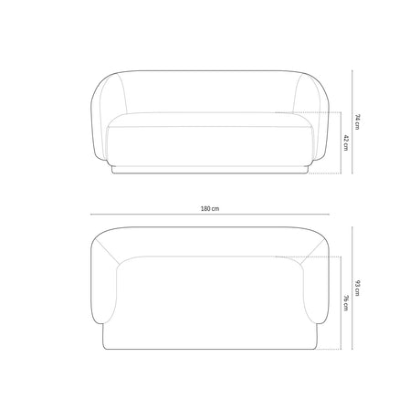 Gomera 2-Sitzer Sofa aus Samt in Königsblau (Salvador 5), 180x93x74 cm von Cosmopolitan Design – Bild 2
