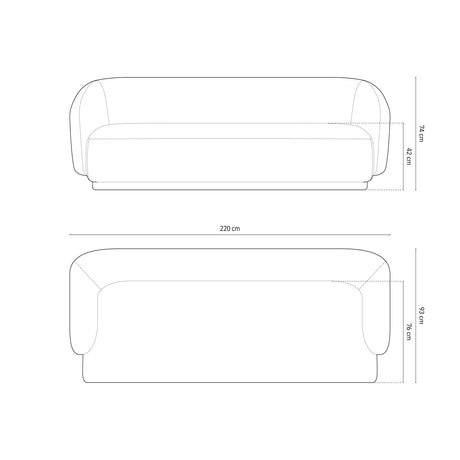 Gomera 3-Sitzer Sofa aus Samt in Rosa (Salvador 11), 220x93x74 cm von Cosmopolitan Design – Bild 2