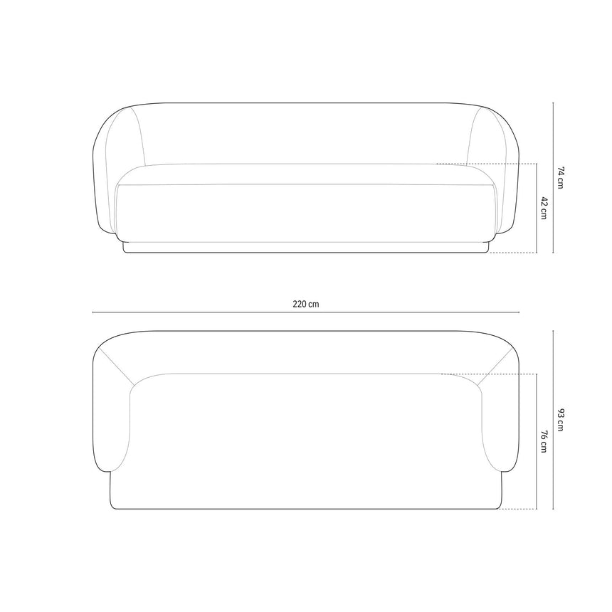 Gomera 3-Sitzer Sofa aus Samt in Rosa (Salvador 11), 220x93x74 cm von Cosmopolitan Design – Bild 2