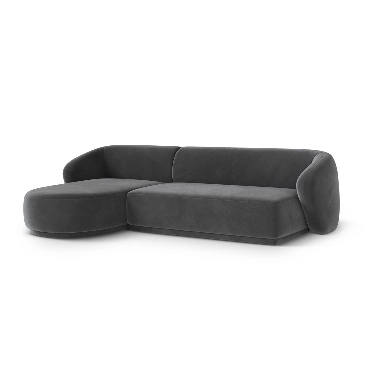 Gomera 4-Sitzer Ecksofa, Linke Seite, aus Samt in Dunkelgrau (Salvador 18), 260x155x74 cm von Cosmopolitan Design – Bild 3
