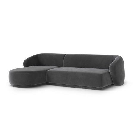 Gomera 4-Sitzer Ecksofa, Linke Seite, aus Samt in Dunkelgrau (Salvador 18), 260x155x74 cm von Cosmopolitan Design – Bild 3