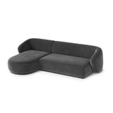 Gomera 4-Sitzer Ecksofa, Linke Seite, aus Samt in Dunkelgrau (Salvador 18), 260x155x74 cm von Cosmopolitan Design – Bild 4