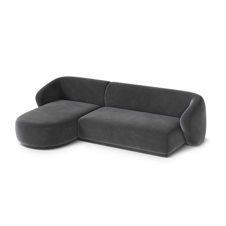 Gomera 4-Sitzer Ecksofa, Linke Seite, aus Samt in Dunkelgrau (Salvador 18), 260x155x74 cm von Cosmopolitan Design – Bild 4