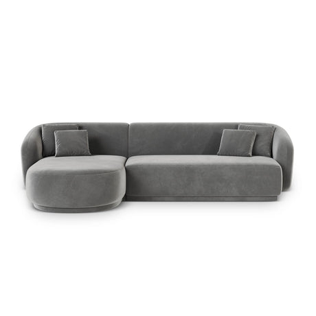 Gomera 4-Sitzer Ecksofa, Linke Seite, aus Samt in Grau (Salvador 17), 260x155x74 cm von Cosmopolitan Design – Bild 1