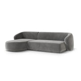 Gomera 4-Sitzer Ecksofa, Linke Seite, aus Samt in Grau (Salvador 17), 260x155x74 cm von Cosmopolitan Design – Bild 3