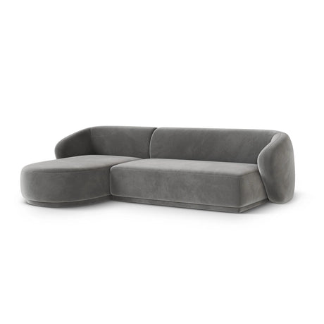 Gomera 4-Sitzer Ecksofa, Linke Seite, aus Samt in Grau (Salvador 17), 260x155x74 cm von Cosmopolitan Design – Bild 3