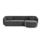 Gomera 4-Sitzer Ecksofa, Rechte Seite, aus Samt in Dunkelgrau (Salvador 18), 260x155x74 cm von Cosmopolitan Design – Bild 1