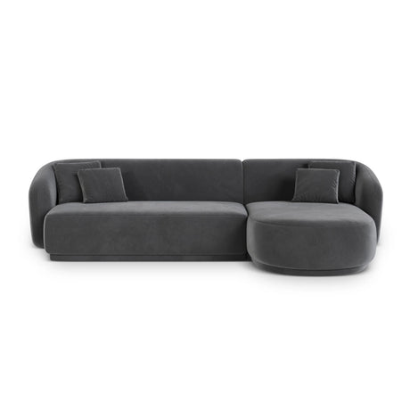 Gomera 4-Sitzer Ecksofa, Rechte Seite, aus Samt in Dunkelgrau (Salvador 18), 260x155x74 cm von Cosmopolitan Design – Bild 1