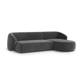 Gomera 4-Sitzer Ecksofa, Rechte Seite, aus Samt in Dunkelgrau (Salvador 18), 260x155x74 cm von Cosmopolitan Design – Bild 3