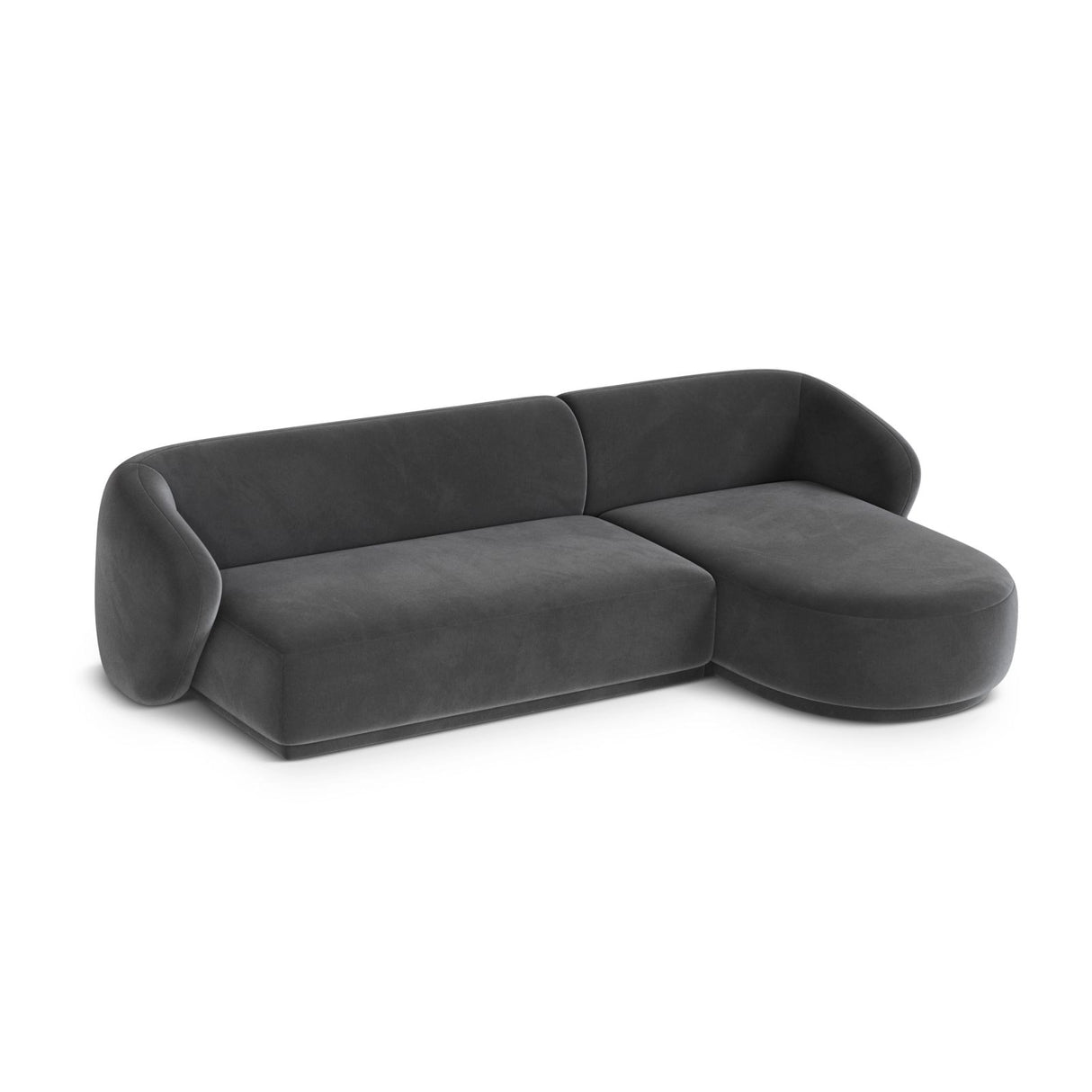 Gomera 4-Sitzer Ecksofa, Rechte Seite, aus Samt in Dunkelgrau (Salvador 18), 260x155x74 cm von Cosmopolitan Design – Bild 4
