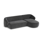 Gomera 4-Sitzer Ecksofa, Rechte Seite, aus Samt in Dunkelgrau (Salvador 18), 260x155x74 cm von Cosmopolitan Design – Bild 4