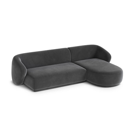 Gomera 4-Sitzer Ecksofa, Rechte Seite, aus Samt in Dunkelgrau (Salvador 18), 260x155x74 cm von Cosmopolitan Design – Bild 4
