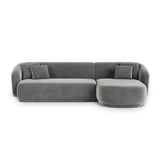 Gomera 4-Sitzer Ecksofa, Rechte Seite, aus Samt in Grau (Salvador 17), 260x155x74 cm von Cosmopolitan Design – Bild 1