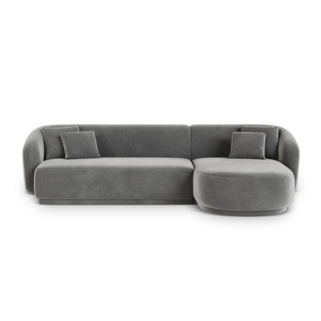 Gomera 4-Sitzer Ecksofa, Rechte Seite, aus Samt in Grau (Salvador 17), 260x155x74 cm von Cosmopolitan Design – Bild 1