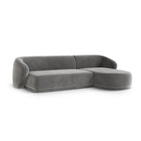 Gomera 4-Sitzer Ecksofa, Rechte Seite, aus Samt in Grau (Salvador 17), 260x155x74 cm von Cosmopolitan Design – Bild 3