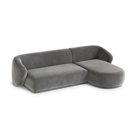 Gomera 4-Sitzer Ecksofa, Rechte Seite, aus Samt in Grau (Salvador 17), 260x155x74 cm von Cosmopolitan Design – Bild 4