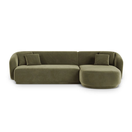 Gomera 4-Sitzer Ecksofa, Rechte Seite, aus Samt in Grün (Salvador 8), 260x155x74 cm von Cosmopolitan Design – Bild 1