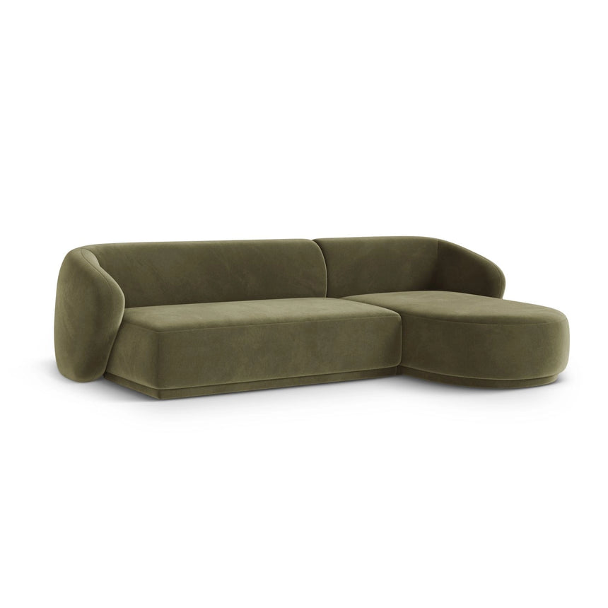 Gomera 4-Sitzer Ecksofa, Rechte Seite, aus Samt in Grün (Salvador 8), 260x155x74 cm von Cosmopolitan Design – Bild 3