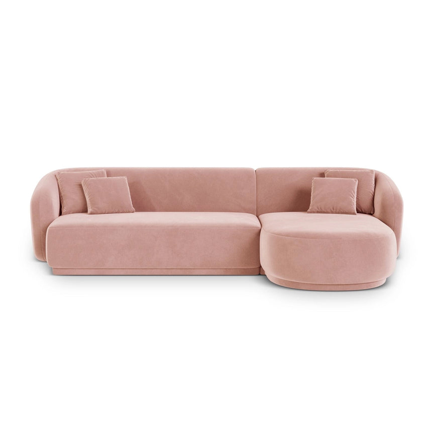 Gomera 4-Sitzer Ecksofa, Rechte Seite, aus Samt in Rosa (Salvador 11), 260x155x74 cm von Cosmopolitan Design – Bild 1