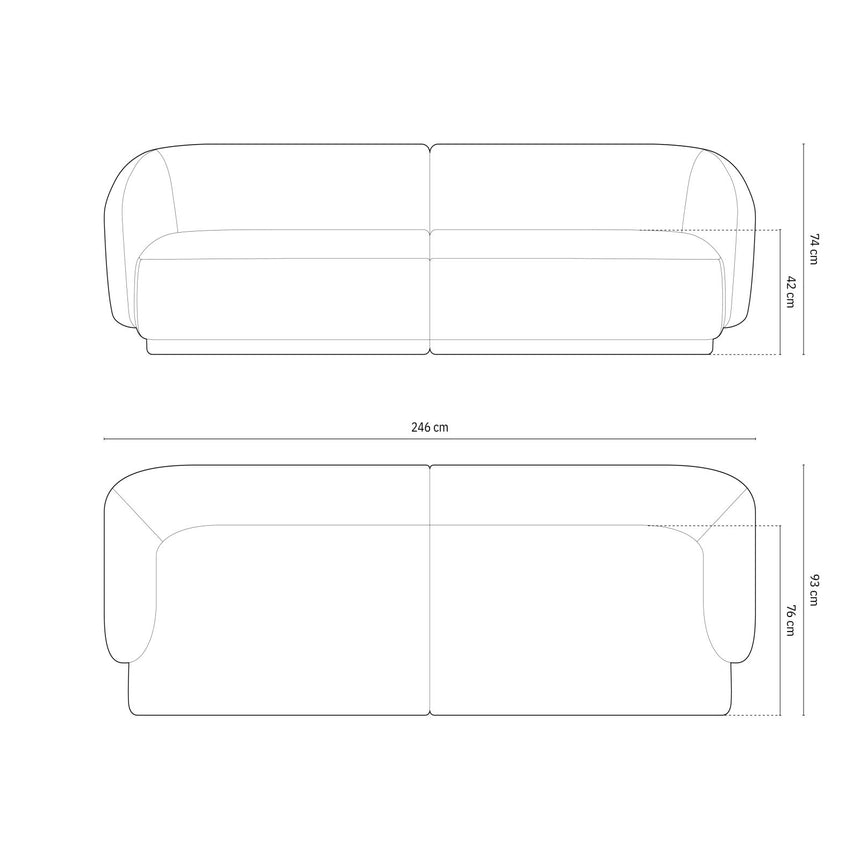 Gomera 4-Sitzer Sofa aus Samt, 246x93x74 cm von Cosmopolitan Design – Bild 2