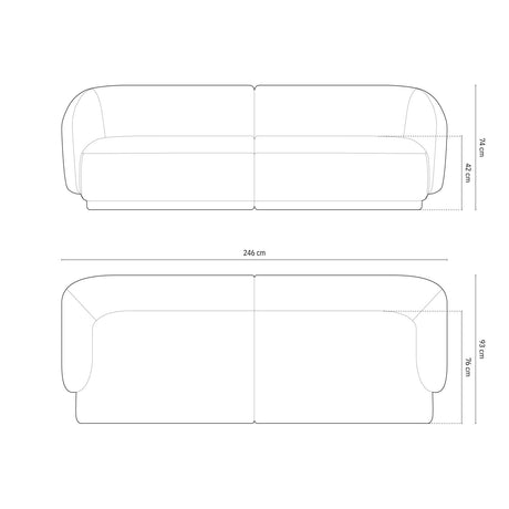 Gomera 4-Sitzer Sofa aus Samt in Grün (Salvador 8), 246x93x74 cm von Cosmopolitan Design – Bild 2