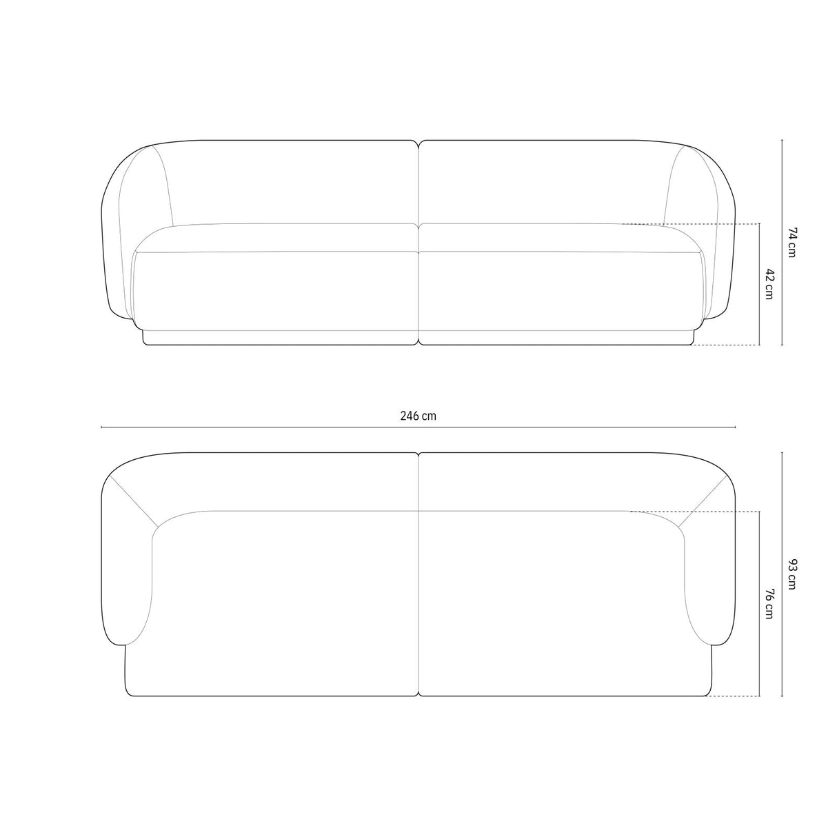 Gomera 4-Sitzer Sofa aus Samt in Königsblau (Salvador 5), 246x93x74 cm von Cosmopolitan Design – Bild 2