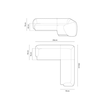 Gomera 5-Sitzer Ecksofa, symmetrisch, aus Samt, 256x256x74 cm von Cosmopolitan Design – Bild 2