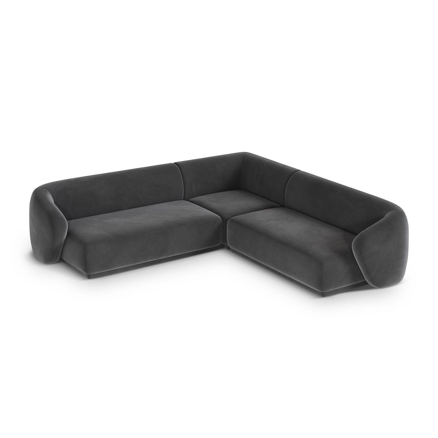 Gomera 5-Sitzer Ecksofa, symmetrisch, aus Samt in Dunkelgrau (Salvador 18), 256x256x74 cm von Cosmopolitan Design – Bild 4