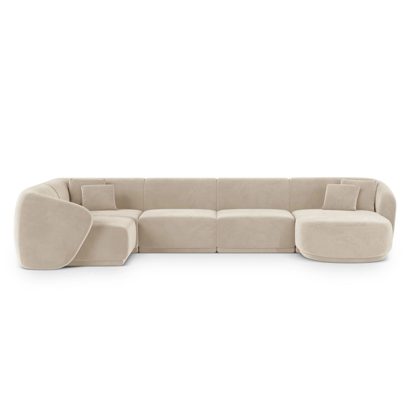 Gomera 6-Sitzer Panorama Ecksofa, Linke Seite, aus Samt, 336x166x74 cm von Cosmopolitan Design – Bild 1