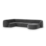 Gomera 6-Sitzer Panorama Ecksofa, Linke Seite, aus Samt in Dunkelgrau (Salvador 18), Beine aus Schwarzes Plastik, 336x166x74 cm von Cosmopolitan Design – Bild 3