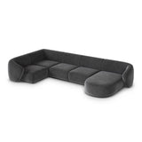 Gomera 6-Sitzer Panorama Ecksofa, Linke Seite, aus Samt in Dunkelgrau (Salvador 18), Beine aus Schwarzes Plastik, 336x166x74 cm von Cosmopolitan Design – Bild 4