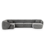 Gomera 6-Sitzer Panorama Ecksofa, Linke Seite, aus Samt in Grau (Salvador 17), Beine aus Schwarzes Plastik, 336x166x74 cm von Cosmopolitan Design – Bild 1